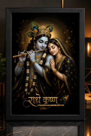 Divine Radha Krishna Black Frame ⭐