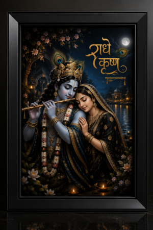 Divine Radha Krishna Black Frame ⭐